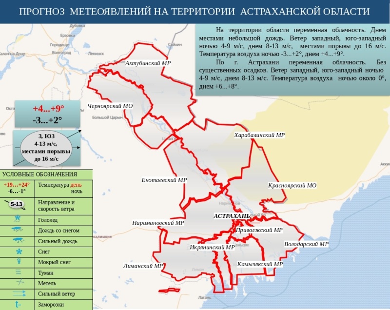 Оперативный ежедневный сводный прогноз вероятности возникновения чрезвычайных ситуаций на территории Астраханской области на 04 ноября 2024 г.